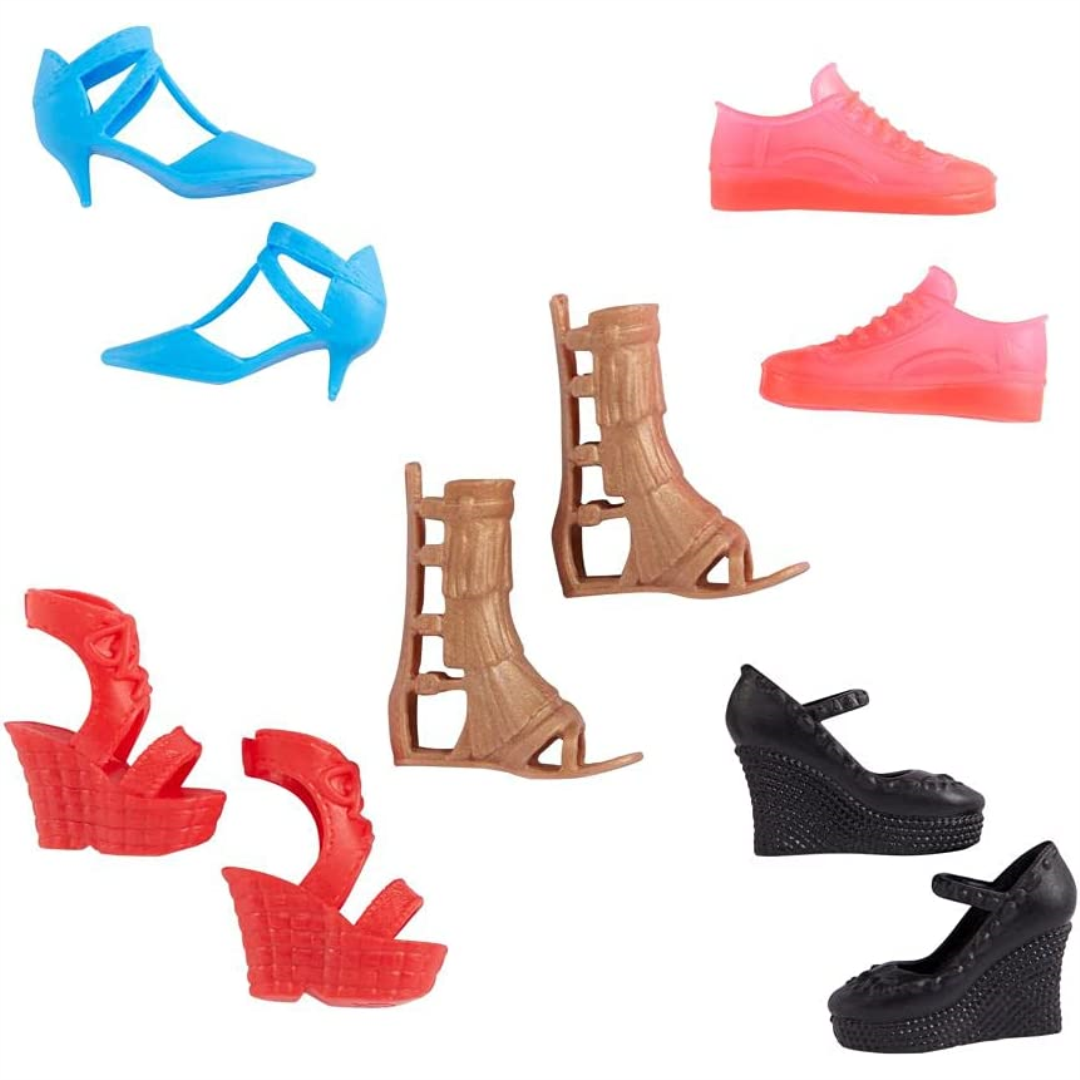 Barbie Fashion Set of 5 Shoes and Accessories for Dolls Mattel