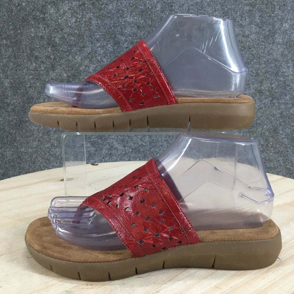 Aerosoles Sandals Womens 6.5 M Perforated Slip On Slide Red Faux Leather Casual - Image 2 of 4