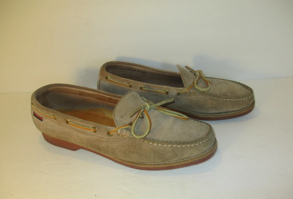 Vintage SEBAGO Vibram Sole Tan Leather Slip On Boat Style Shoes Sz 10M