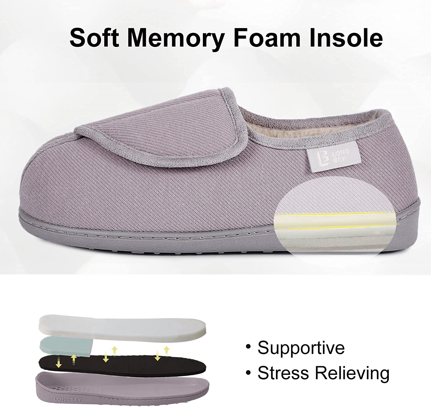 LongBay Women's Slippers, Wide Fit, Comfy and Cozy, Memory Foam Made