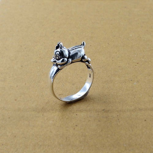 Bague Vintage Argent Massif - Personnage Indien - Taille 45,5 - Unisexe - Travail Français