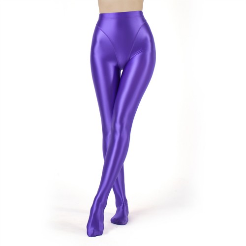 Womens Stretchy Footed High Waist Stockings Pants Shiny Oil Glossy Pantyhose - Picture 75 of 111