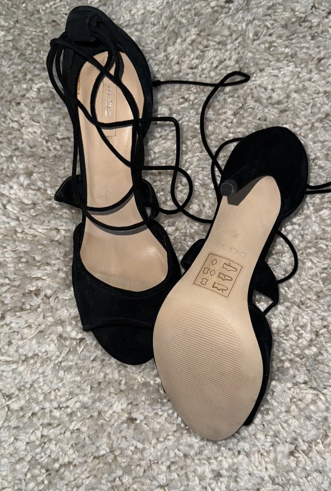 Offene hohe Schuhe / Sexy Schnürsandalen ALDO in 36, 9cm Absatz, Wildleder Black - Bild 4 von 4