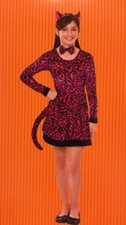 NWT Girls Leopard Halloween Costume Dress Only PINK BLACK M 6-8 Feline Cat