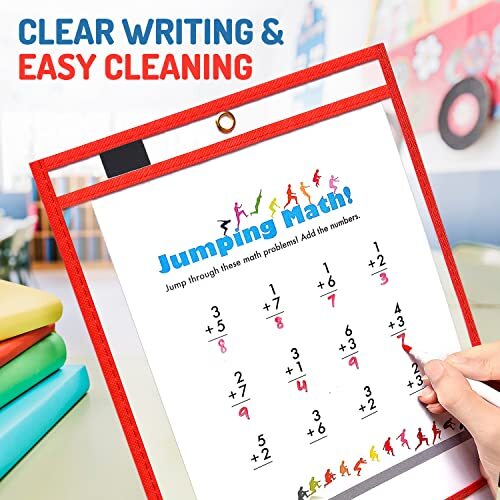 Dry Erase Pockets 30 Pack - 10 x 13 Reusable Dry Erase Pocket Sleeves for Wor... - Picture 2 of 7