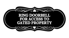 Designer Ring Doorbell for Access to Gated Property Wall or Door Sign