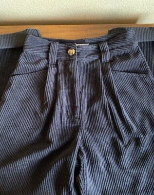 Topshop Black Corduroy Peg Trousers Cuffed High-Waisted