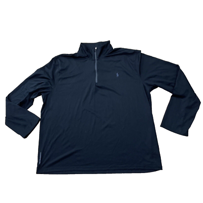 POLO Sport RALPH LAUREN Sweater Men L Thermo Vent 1/4 Zip Black Jersey  Pullover