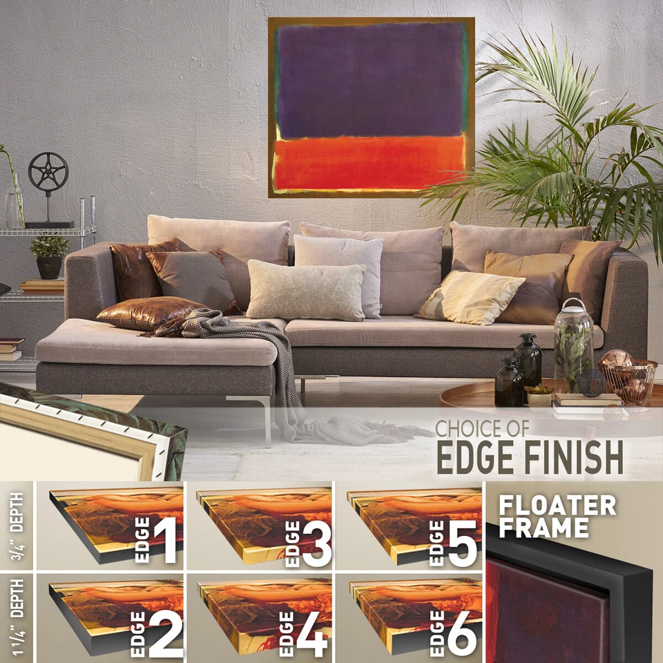 40W"x34H" NÚMERO 14, 1951 por Mark Rothko - violeta rojo verde opciones de lona Foto 2 de 4