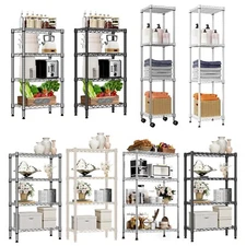 Adjustable 4 Tier Wire Shelves Metal Shelving Units Kitchen Pantry Storage Rack 