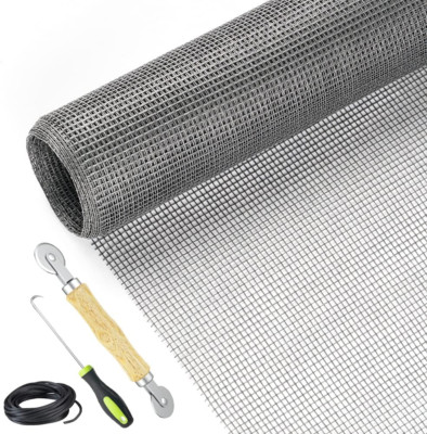 Screen Repair Kit Easy DIY Project 59'' X 106'' Fiberglass Screen Mesh with Rollin