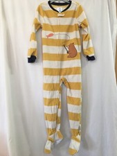 New Carter's Bear Fleece Pajama PJs Footie Sleeper Toddler Boy Stripe 3T,4T,5T