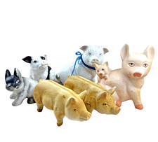Pig Figurines ASSORTED Ceramic- Lot of 6