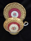 AYNSLEY Creamy Peach &  Rose  GOLD LEAF  CHINTZ TEA CUP & SAUCER — photo 1