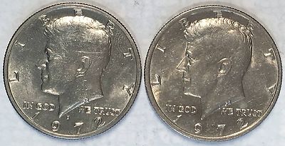 1972-P & 1972-D Nice LusterDetail 2pc Lot Kennedy Half - High Quality Scans#B453