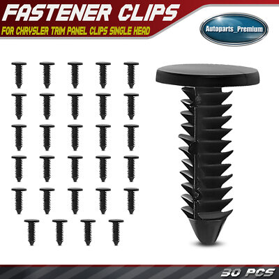 30Pcs 5.56mm Nylon Black Trim Panel Retainer Clips Single Head Type for Chrysler