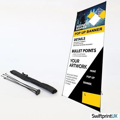 SWIFTPRINTUK Pop Up Banner Stand X Frame Printed Roll/Pop/Pull up Exhibition Display Stand
