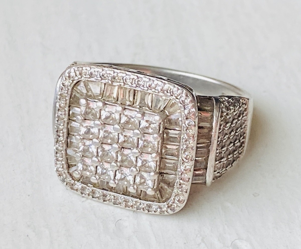 Designer FZN 925 Sterling Silver CZ Channel Setting Square