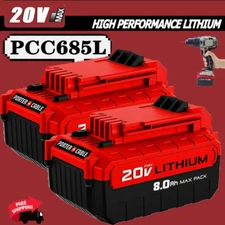 2PACK for PORTER CABLE 20V Max 20 Volt Lithium-Ion 8.0Ah Battery PCC680L PCC685L
