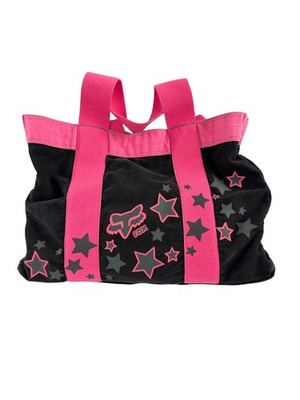 Vintage Y2k Fox Racing Canvas Tote Bag Medium Size pink Black Causal / Travel