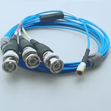 1/4-28 UNF 4-Socket plug to 3 BNC TRIAXIAL 3M CABLE CONNECTOR for ACCELEROMETER