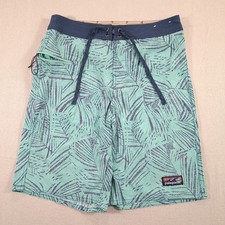 Patagonia Board Shorts Mens 31 Blue Green Palms Swim Trunks Beach Surf Stretch