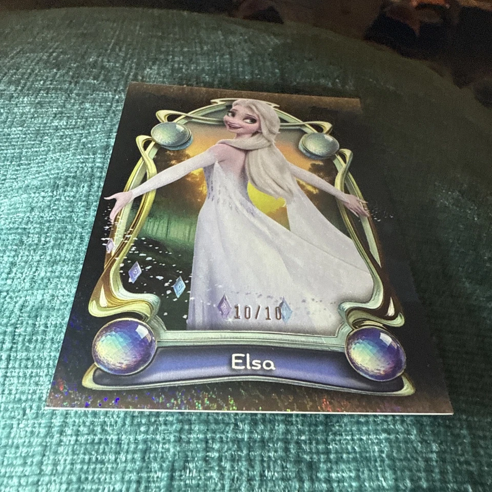 2025 Topps Disney Wonder ELSA Black Sparkle Foil Bookend 10/10 Super Short Print - Image 4 of 4