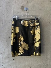 ETCETERA Black and Gold Floral Pencil Skirt