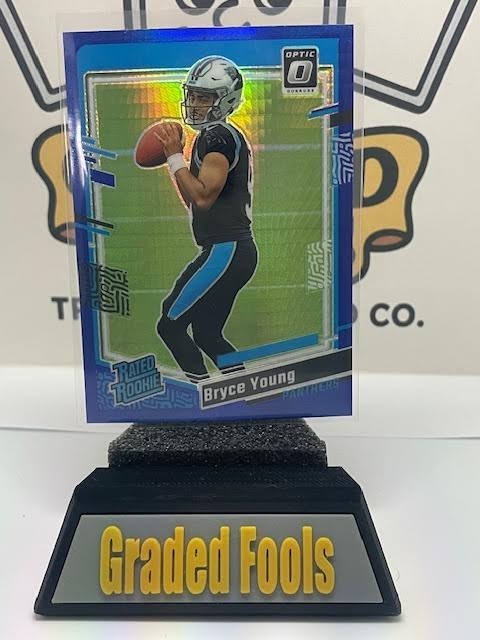 2023 Donruss Optic #213 - Bryce Young - Blue Hyper Prizm Rated Rookie - Panthers