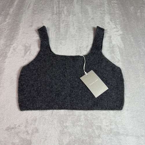 NWT Everlane Womens The Cozy-Stretch Tank Heathered Charcoal L Wool Yak Recycled