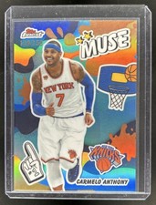 2025-26 Topps Finest Carmelo Anthony Muse Sky Blue Refractor #/150 Knicks