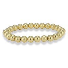 14k Gold Filled Beaded Bracelet for Women | 6mm Gold Beaded Bracelet, 8" Inch...