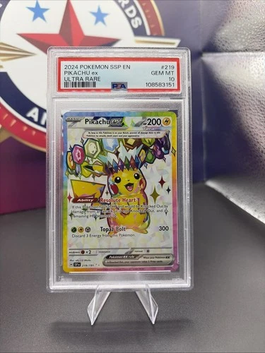 Pikachu ex 219/191 Sv08: Surging Sparks Holo PSA 10