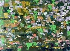 Sheep Painting Field Original Impasto Oil Painting, 10x14" Green Abstract Art