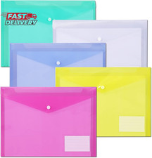 10 Pack Plastic File Folders with Label Pockets - US Letter & A4 Size Clear Docu