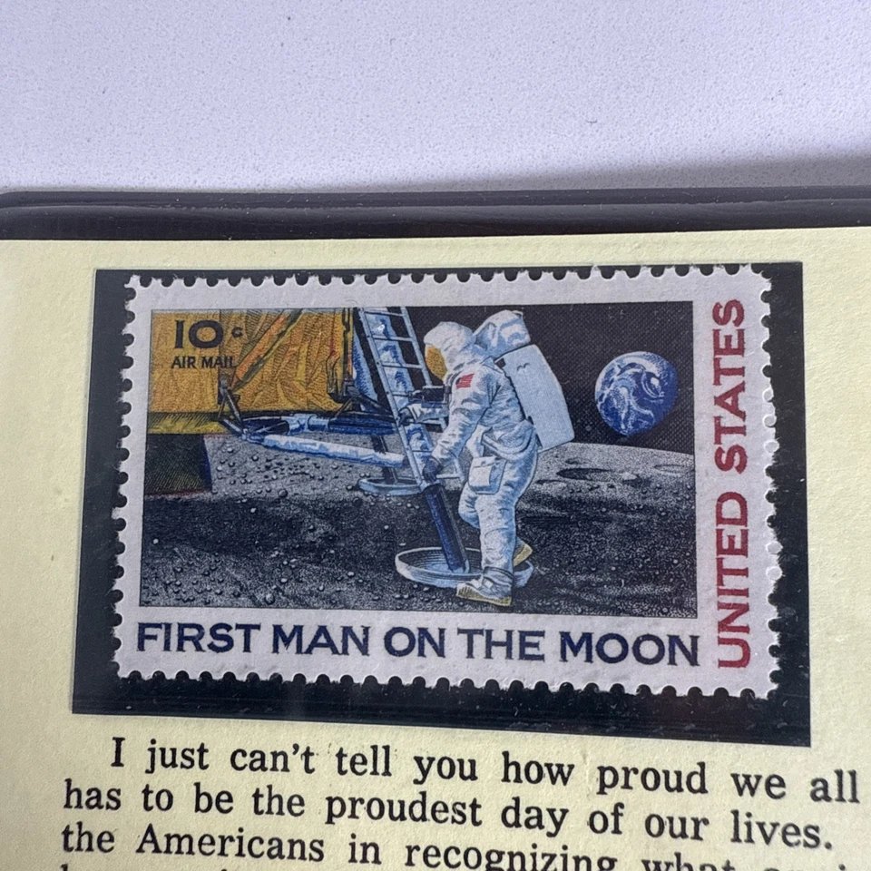 APOLLO 11 MOON LANDING Commemorative With Two Stamps And Plaque* - Image 3 of 4
