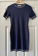 MANGO Ribbed Knit Bodycon Mini Dress Short Sleeve Navy S New with Tags