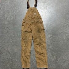 Carhartt Bib Overalls Men's 40x32 Brown Duck Canvas Double Knee R01BRN