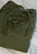 Vintage US Army Wool Field Trousers Olive Drab Military Pants Dated 1951