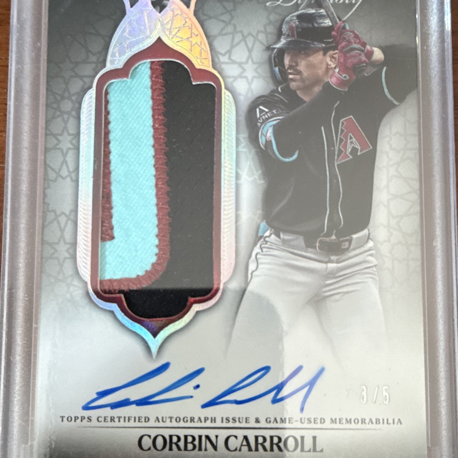 2025 Topps Dynasty Corbin Carroll 3/5 Auto Patch DAPB-CC3 Game Used Diamondbacks view 3