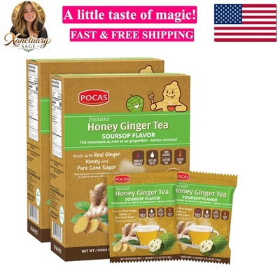 Honey Ginger Instant Tea Powder, Soursop Flavor 2-Pack, Ginger Extract & Real...