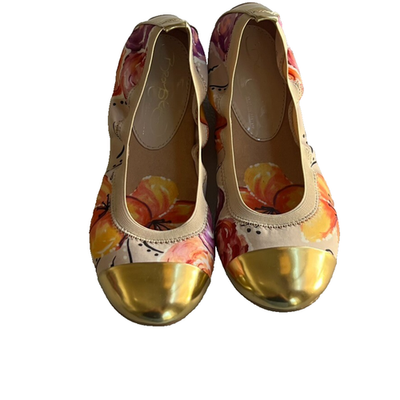 Naturalizer Flats Bromstad Shoes Womens Size 8.5 M Ursela Floral Gold Cap  Toe | eBay