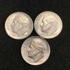 90% Silver Roosevelt Dime Lot - (3) Roosevelt Dimes = 1962 D, 1963, & 1964