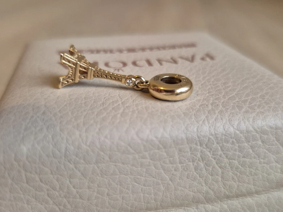 Limited Edition Pandora 14ct Gold & Diamond Eiffel Tower Charm 303 of 500 - Image 3 of 4