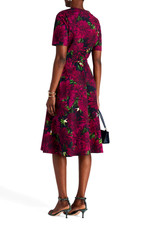 Oscar de la Renta Dahlia Floral Midi Dress Belted Pockets V-neck US 2 XS NWOT