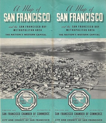 1953 Chamber of Commerce Road Map SAN FRANCISCO California Seals Stadium Ferry