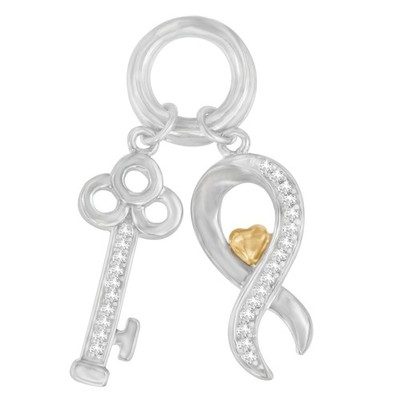 1/6 Karat Diamant Symbol Schlüssel Anhänger Halskette in Sterlingsilber