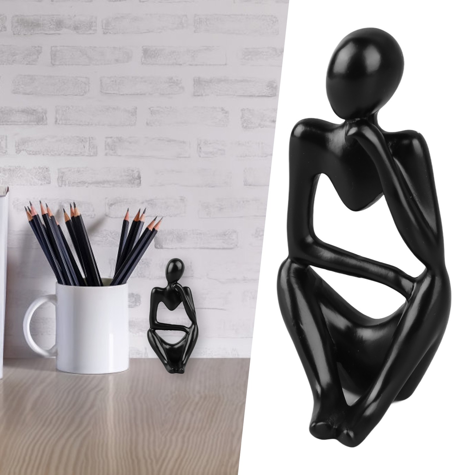 Black Left Resin Thinker Statue Abstract Thinker Figure Thinker Style Decora LW