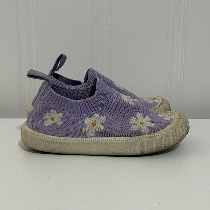 Jan & Jul Purple White Floral Slip-On Unisex Kids Casual Shoes US 8
