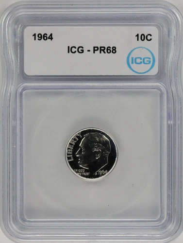 1964 Proof Roosevelt Dime ICG PR 68